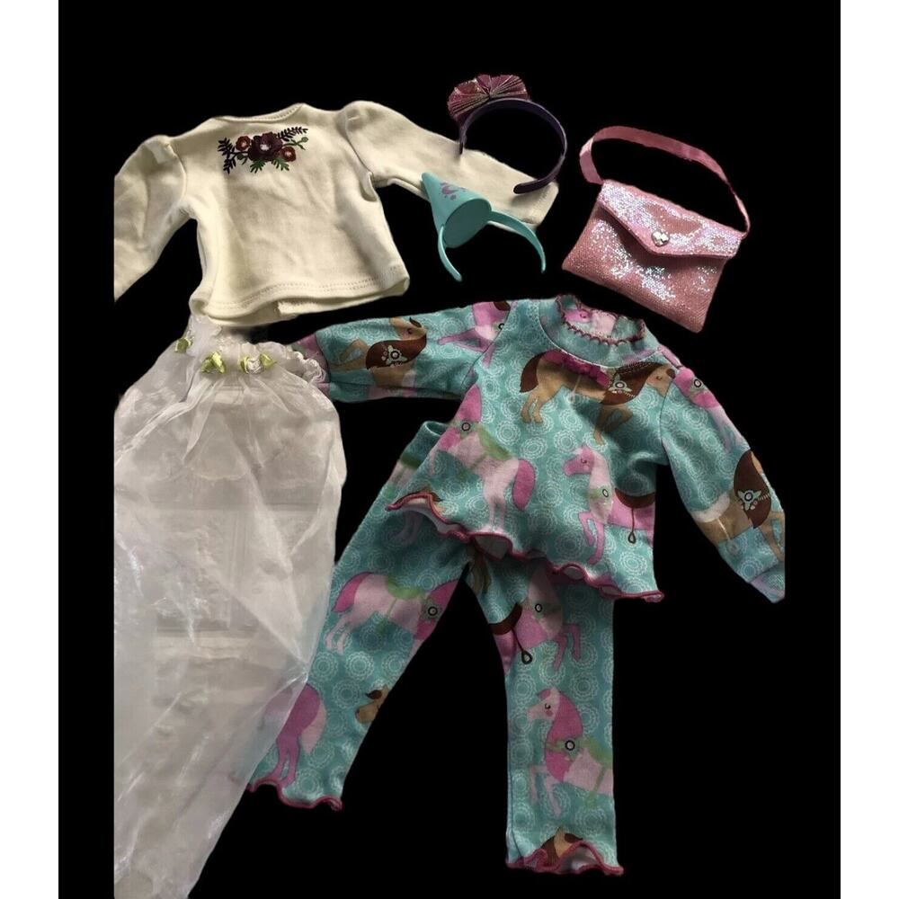 Lot Of clothing shoes Pajama‎ Purse Headbands Top + Fits American OG Dolls